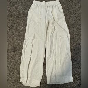 Old Navy White Wide-Leg Linen-Blend Pants